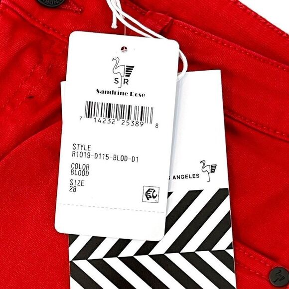 Sandrine Rose By Free People Women's Red Blood Skinny Fit Pants NWT - Picture 8 of 12